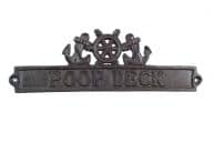 Cast Iron Poop Deck Sign with Ship Wheel and Anchors 9