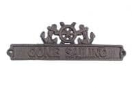 Cast Iron Gone Sailing Sign with Ship Wheel and Anchors 9