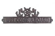 Cast Iron Welcome Aboard Sign with Ship Wheel and Anchors 9