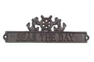 Cast Iron Seas the Day Sign with Ship Wheel and Anchors 9