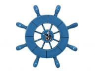 Rustic All Light Blue Decorative Ship Wheel With Seagull 9