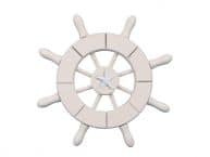 White Decorative Ship Wheel With Starfish 6