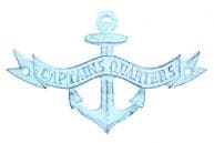  Dark Blue Whitewashed Cast Iron Anchor Captains Quarters Sign 8