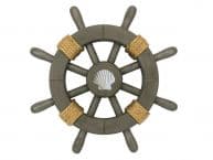 Antique Decorative Ship Wheel With Seashell 12