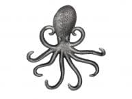Rustic Silver Cast Iron Wall Mounted Octopus Hooks 7