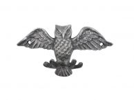 Rustic Silver Cast Iron Flying Owl Decorative Metal Talons Wall Hooks 6