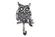 Rustic Silver Cast Iron Owl Hook 6