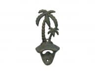 Antique Seaworn Bronze Cast Iron Wall Mounted Palmtree Bottle Opener 6