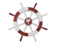 Red and White Decorative Ship Wheel with Palm Tree 18