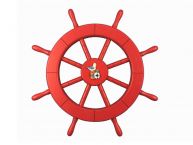 Red Ship Decorative Wheel with Seagull and Lifering 18