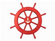 Red Ship Decorative Wheel with Anchor 18