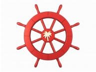 Red Ship Decorative Wheel with Palm Tree 18