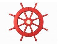Red Ship Decorative Wheel with Seashell 18