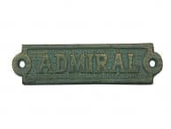Antique Seaworn Bronze Cast Iron Admiral Sign 6