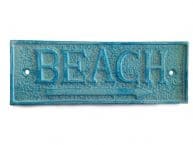 Light Blue Whitewashed Cast Iron Beach Sign 9