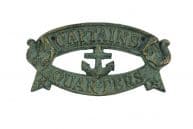Antique Seaworn Bronze Cast Iron Captains Quarters Sign 8