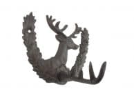Cast Iron Reindeer with Wreath Decorative Metal Wall Hook 7