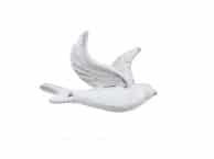 Whitewashed Cast Iron Flying Bird Decorative Metal Wing Wall Hook 5.5
