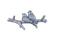 Rustic Silver Cast Iron Birds on Branch Decorative Metal Wall Hooks 8