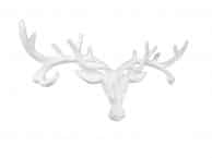 Whitewashed Cast Iron Deer Head Antlers Decorative Metal Wall Hooks 13