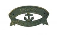 Antique Seaworn Bronze Cast Iron Crews Quarters Sign 8