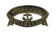 Antique Gold Cast Iron Crews Quarters Sign 8