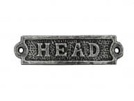 Antique Silver Cast Iron Head Sign 6