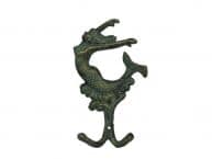 Antique Seaworn Bronze Cast Iron Mermaid Key Hook 6