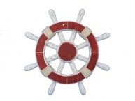 Rustic Red and White Decorative Ship Wheel 12