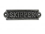 Antique Silver Cast Iron Skipper Sign 6