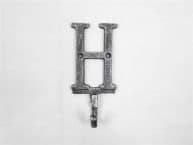 Rustic Silver Cast Iron Letter H Alphabet Wall Hook 6