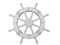 Rustic White Decorative Ship Wheel with Anchor 18