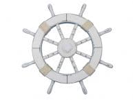 Rustic White Decorative Ship Wheel with Seashell 18