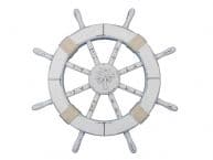 Rustic White Decorative Ship Wheel with Palm Tree 18