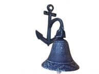 Rustic Dark Blue Cast Iron Wall Hanging Anchor Bell 8