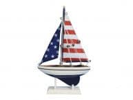 Wooden USA Flag Sailer Model Sailboat Decoration 9