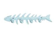 Dark Blue Whitewashed Cast Iron Fish Bone Key Rack 8