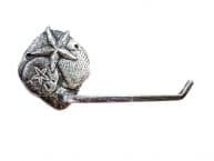 Rustic Silver Cast Iron Shell Sand Dollar Starfish Toilet Paper Holder 10