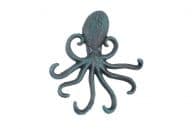 Seaworn Blue Cast Iron Wall Mounted Decorative Octopus Hooks 7