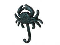 Seaworn Blue Cast Iron Wall Mounted Crab Hook 5