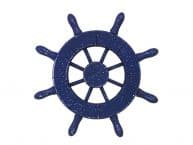 Rustic Dark Blue Decorative Ship Wheel 6