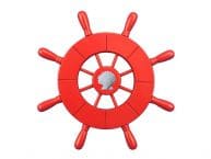 Red Decorative Ship Wheel With Seashell 9