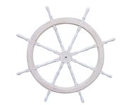 Classic Wooden Whitewashed Decorative Ship Steering Wheel 60