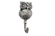 Rustic Silver Cast Iron Owl Wall Hook 6