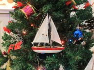 Wooden USA Sailboat Model Christmas Tree Ornament 9