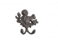 Cast Iron Squirrel with Acorn Decorative Double Metal Wall Hooks 8