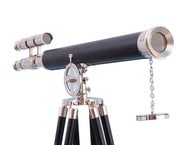 Chrome - Leather Griffith Astro Telescope 64 with Black Wooden Legs