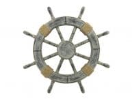 Rustic Whitewashed Decorative Ship Wheel 18