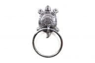 Rustic Silver Cast Iron Turtle Towel Holder 8