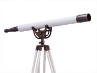 Floor Standing Antique Copper With White Leather Anchormaster Telescope 65